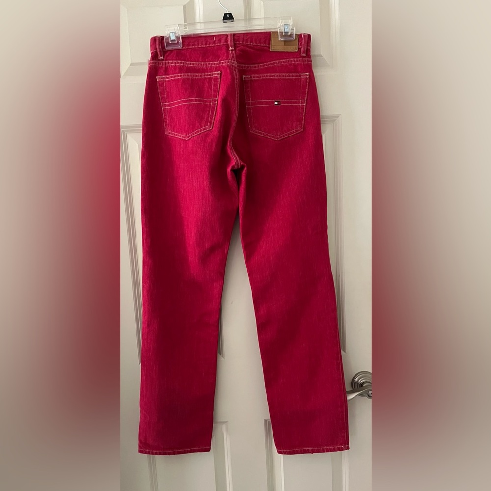 Women’s Vintage Y2K Red Jeans with contrast stitching size 6 31 inseam cotton